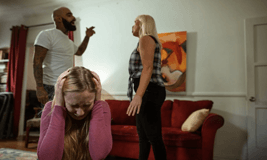 parents fighting and child crying
