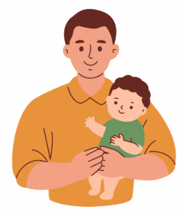dad holding toddler in his arms