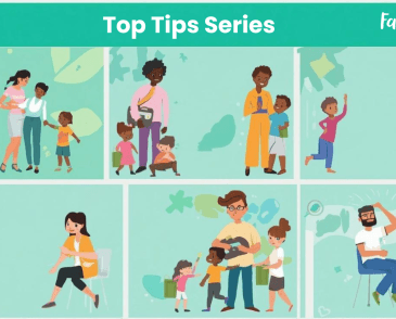 Image showing parents and children with the heading Top Tips Series