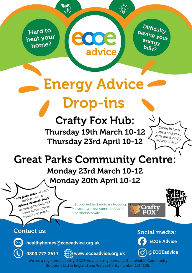 Energy Advice Drop-Ins at Great Parks Community Centre